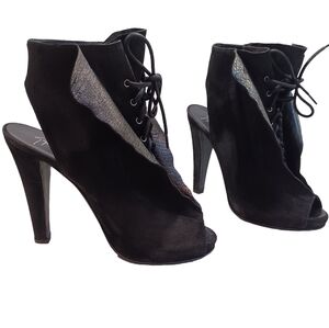 GIUSEPPE Zanotti x Thakoon peep toe ankle bootie heels with laces shoes